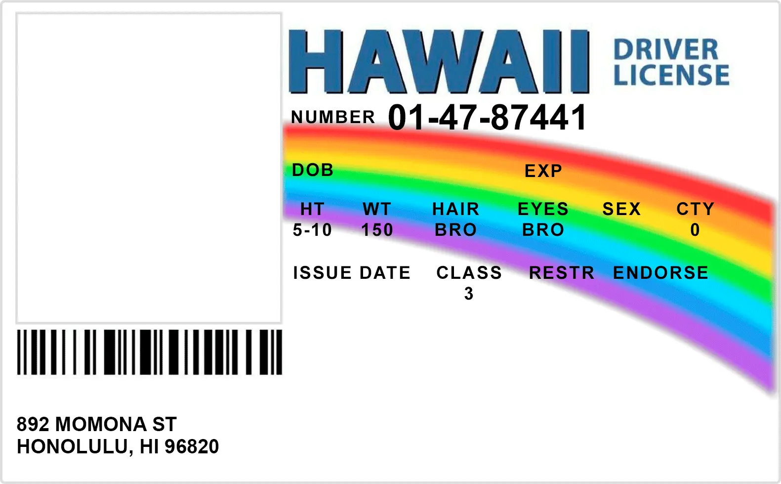 McLovin ID de Hawaii